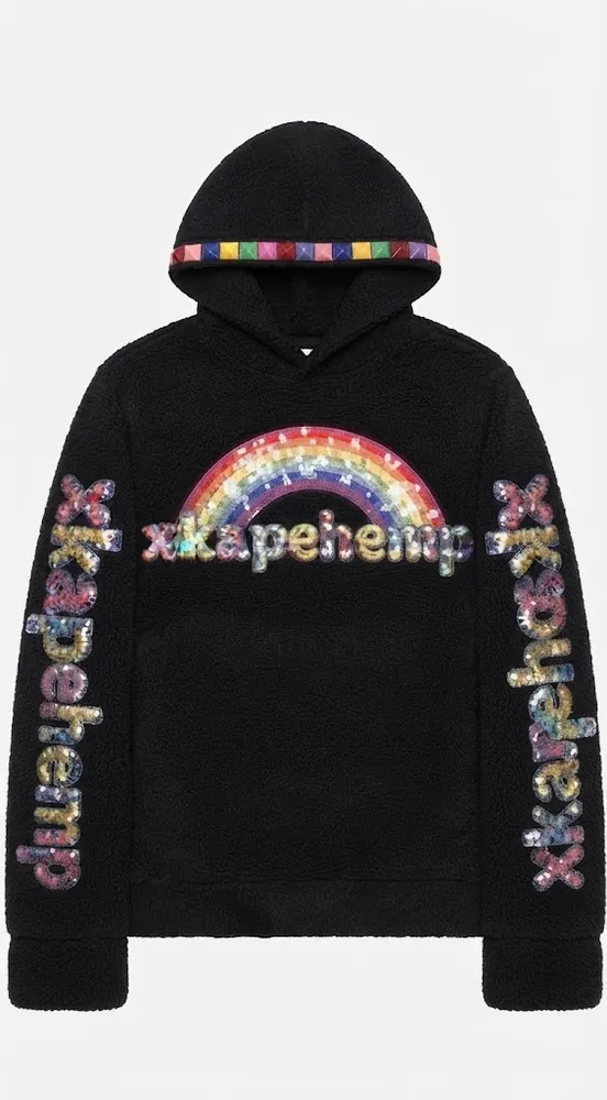 xkapehemp Rainbow Hoodie in Black product photo